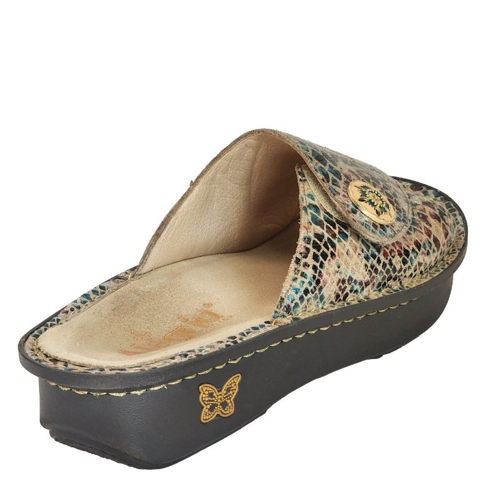 ALEGRIA Kylee Wide Sandals Slide Multi-color Snake Print Leather Adjustable 38 8 - Picture 5 of 7